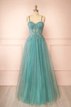Penelope Sparkling Teal Maxi Tulle Dress | Boutique 1861 front view