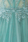 Penelope Sparkling Teal Maxi Tulle Dress | Boutique 1861  fabric