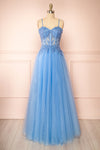 Penelope Blue Sparkling Tulle Maxi Dress | Boutique 1861 front view