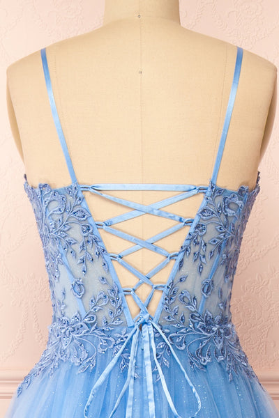 Penelope Blue Sparkling Tulle Maxi Dress | Boutique 1861 back