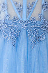 Penelope Blue Sparkling Tulle Maxi Dress | Boutique 1861 fabric