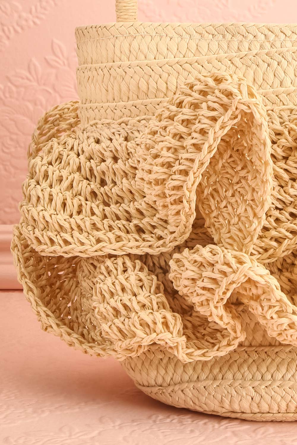 Peniche Raffia Knitted Ruffle Handbag | Boutique 1861 close-up