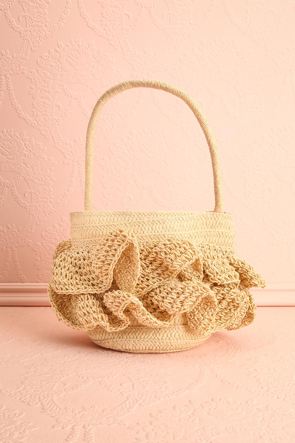 Peniche Raffia Knitted Ruffle Handbag | Boutique 1861