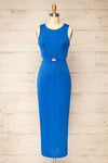 Penticton Blue Fitted Midi Dress w/ Cut-Outs | La petite garçonne front view