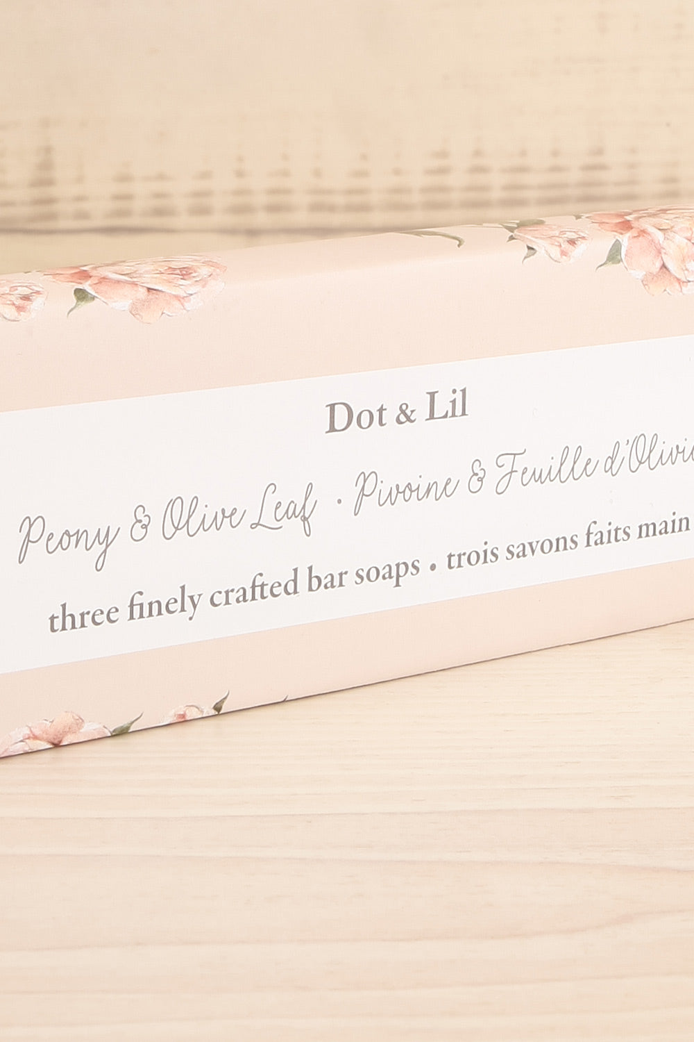 Peony & Olive Leaf Trio Soap Gift Set | Maison garçonne close-up