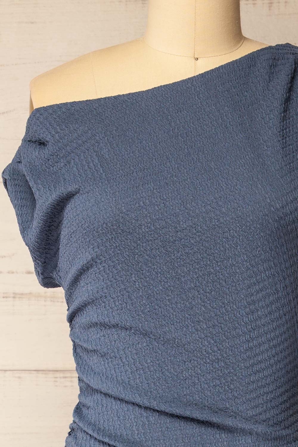 Peoria Long Asymmetrical Blue Dress | La petite garçonne front