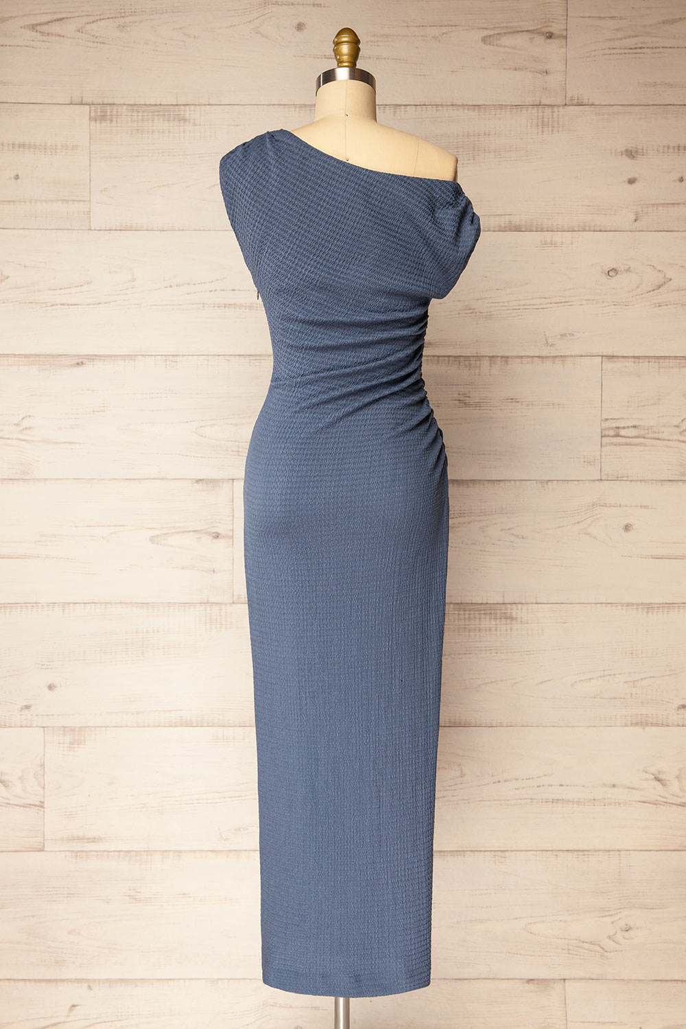 Peoria Long Asymmetrical Blue Dress | La petite garçonne back view