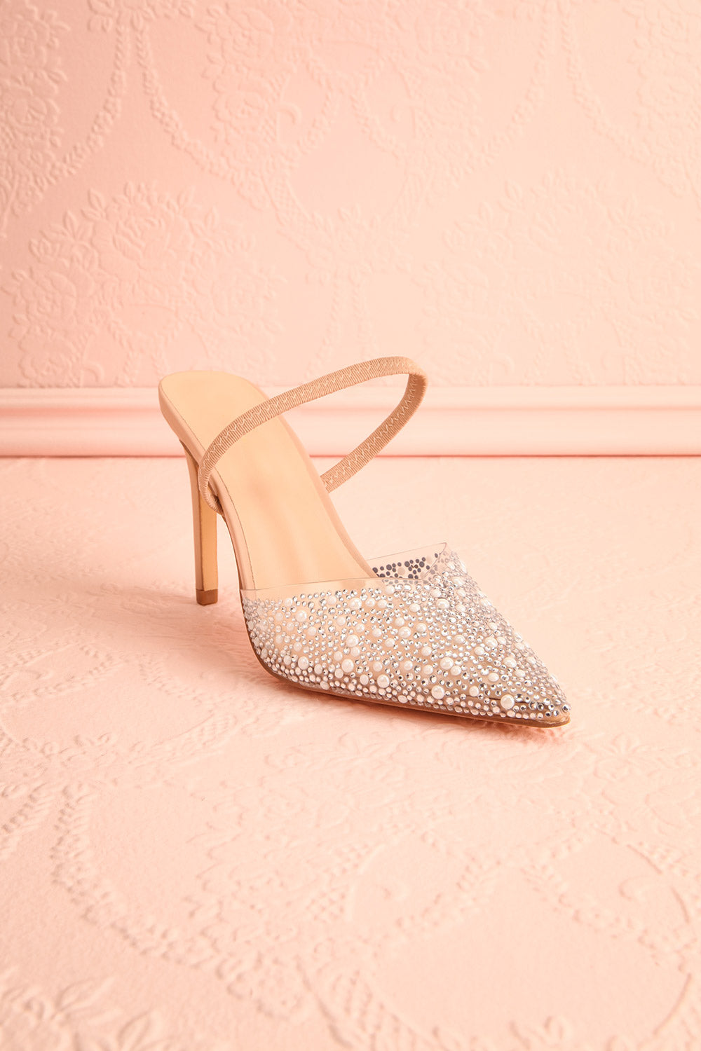 Perlia Pointed Toe Heels w/ Crystals | Boudoir 1861 front view