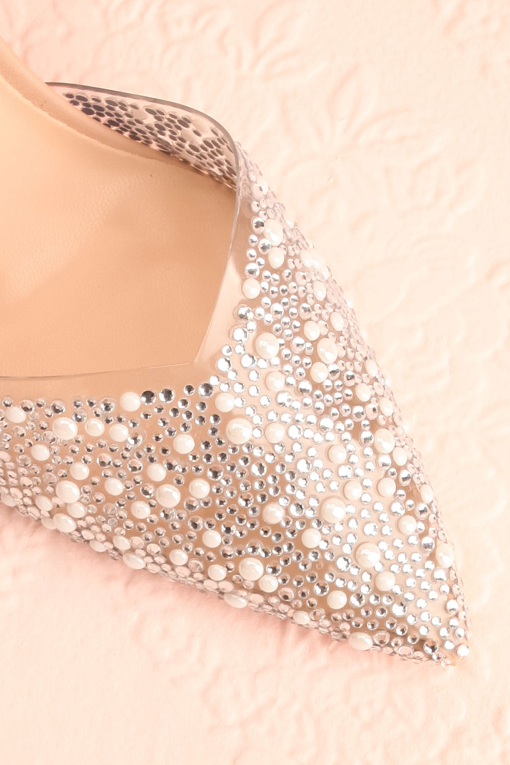 Perlia Pointed Toe Heels w/ Crystals | Boudoir 1861 flat close-up