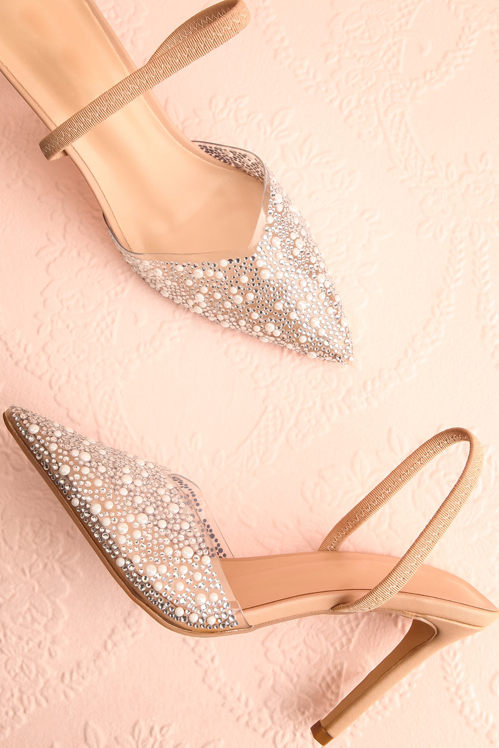 Perlia Pointed Toe Heels w/ Crystals | Boudoir 1861 flat view