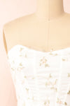 Perline Corset Crop Top w/ Floral Embroidery | Boutique 1861 front close-up