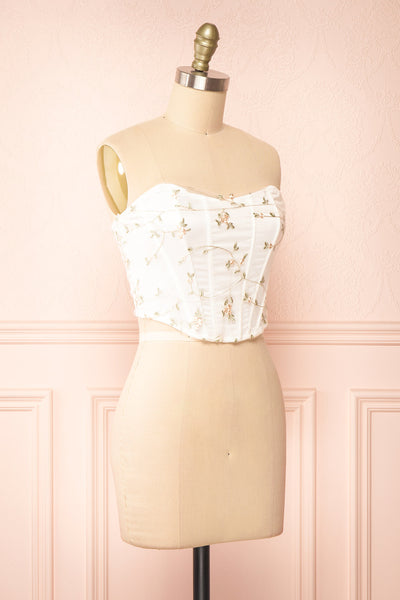 Perline Corset Crop Top w/ Floral Embroidery | Boutique 1861 side view
