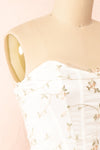 Perline Corset Crop Top w/ Floral Embroidery | Boutique 1861 side close-up