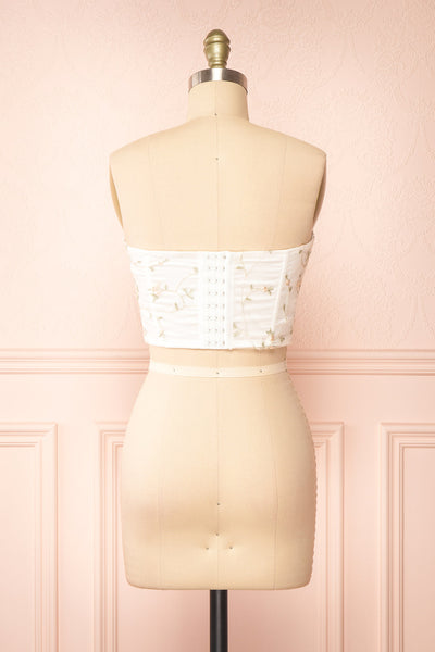 Perline Corset Crop Top w/ Floral Embroidery | Boutique 1861 back view
