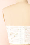 Perline Corset Crop Top w/ Floral Embroidery | Boutique 1861 back close-up