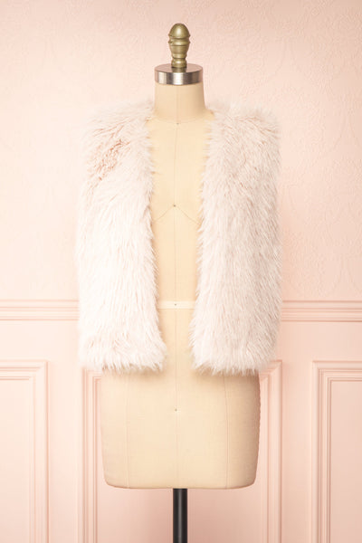 Perrine Light Pink Faux Fur Vest | Boutique 1861 front view