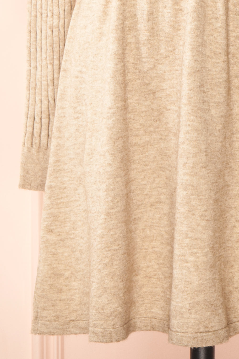 Pertina Short Beige Knit Dress w/ Long Sleeves | Boutique 1861  bottom