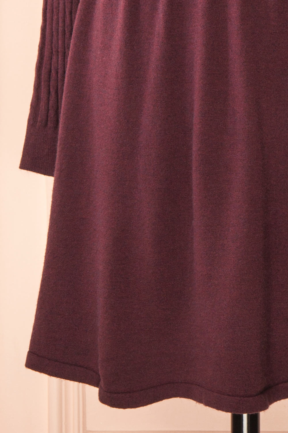 Pertina Burgundy Short Knit Dress with Long Sleeves | Boutique 1861  bottom