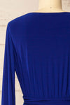 Pessac Blue Fitted Midi Dress w/ Long Sleeves | La petite garçonne back
