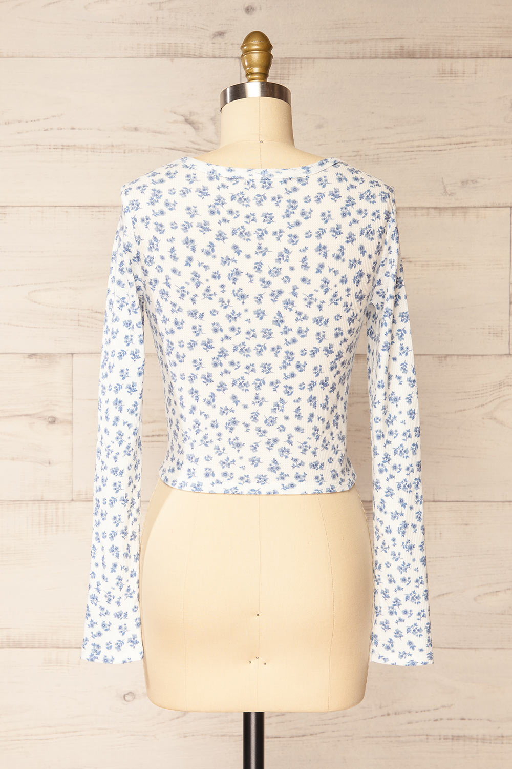 Pesza Long-Sleeved Blue Floral Top | La petite garçonne back view