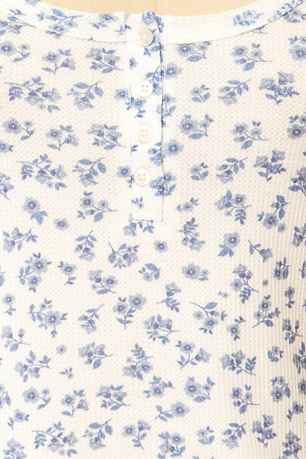 Pesza Long-Sleeved Blue Floral Top | La petite garçonne fabric