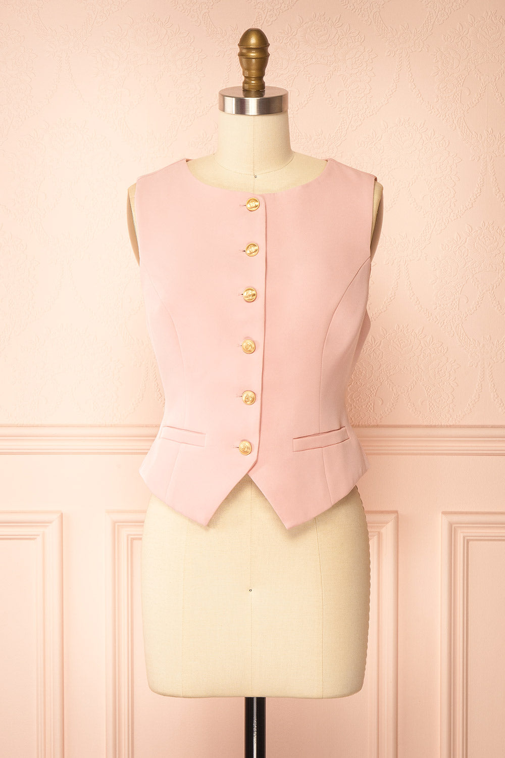 Petrolia | Gilet Rose avec Boutons Dorés