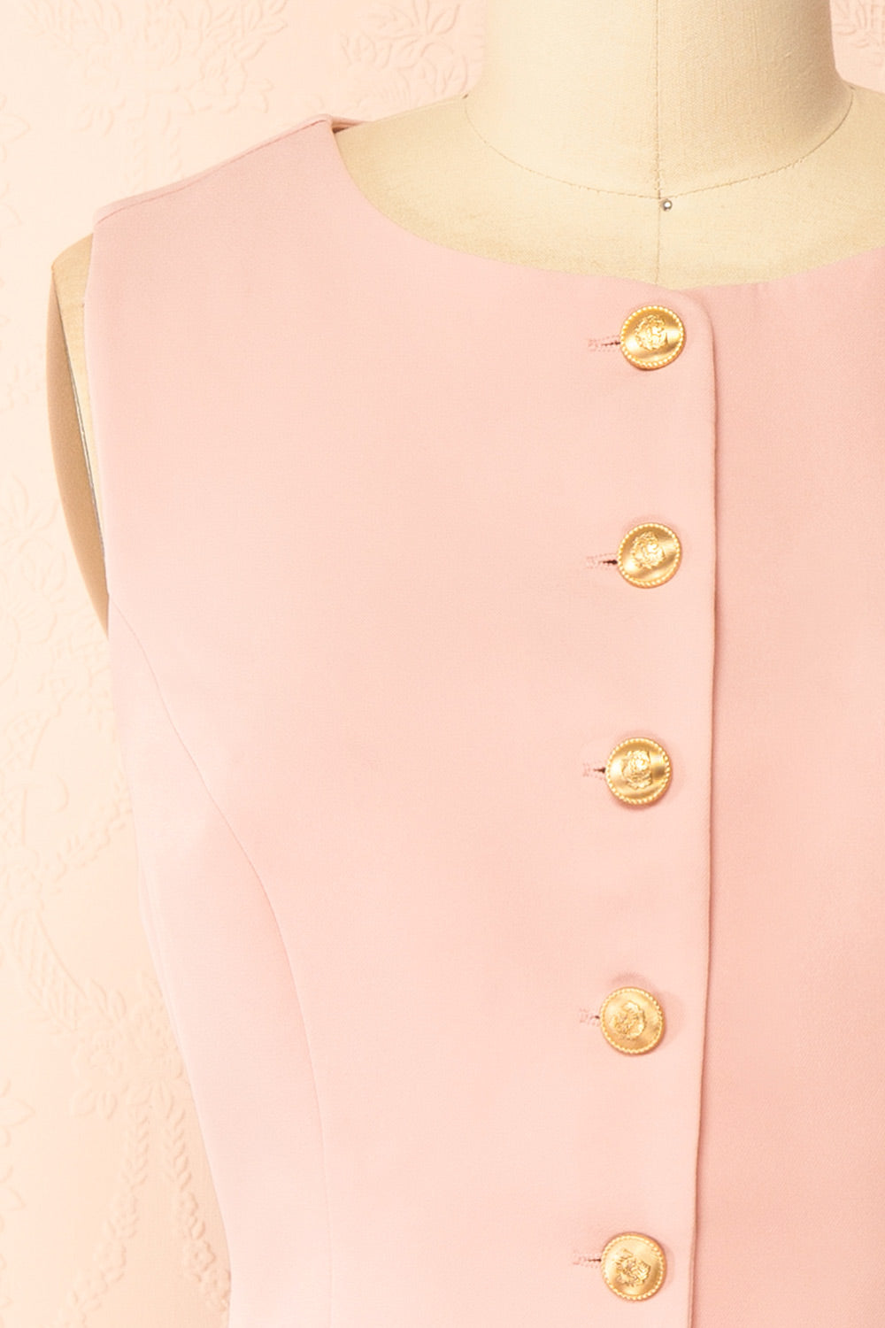 Petrolia | Gilet Rose avec Boutons Dorés
