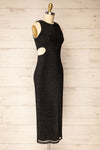 Pezenas Black Midi Dress w/ Metallic Threads | La petite garçonne side view