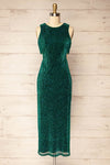 Pezenas Green Midi Dress w/ Metallic Threads | La petite garçonne front view