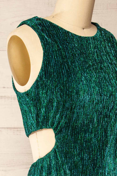 Pezenas Green Midi Dress w/ Metallic Threads | La petite garçonne side