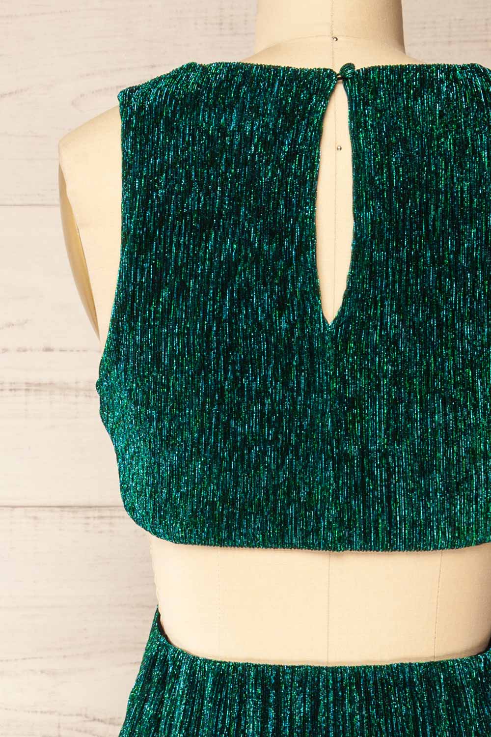 Pezenas Green Midi Dress w/ Metallic Threads | La petite garçonne back 