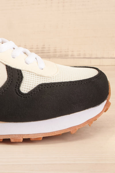 Phebes Black Black and Cream Lace-Up Sneakers | La petite garçonne side front close-up