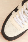 Phebes Black Black and Cream Lace-Up Sneakers | La petite garçonne flat close-up