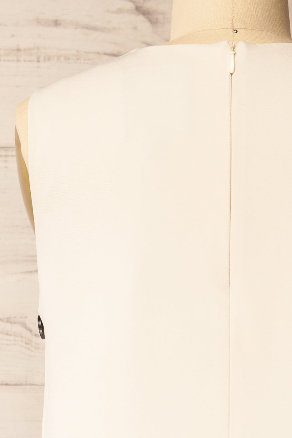 Phedi Sleeveless Beige Dress with Button Detailing | La petite garçonne back