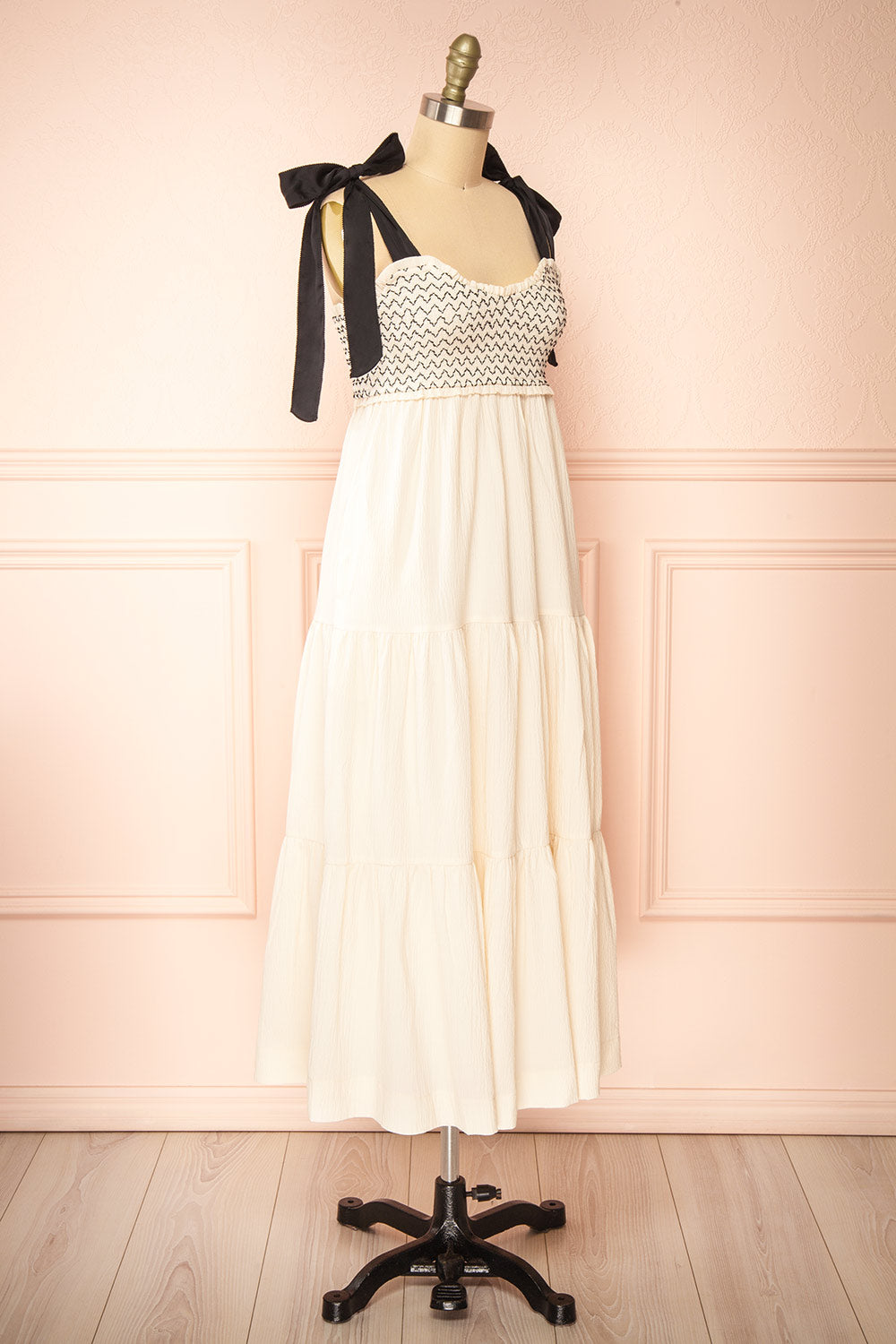 Phedre Long Ivory Dress w/ Ruched Bust | Boutique 1861 side view