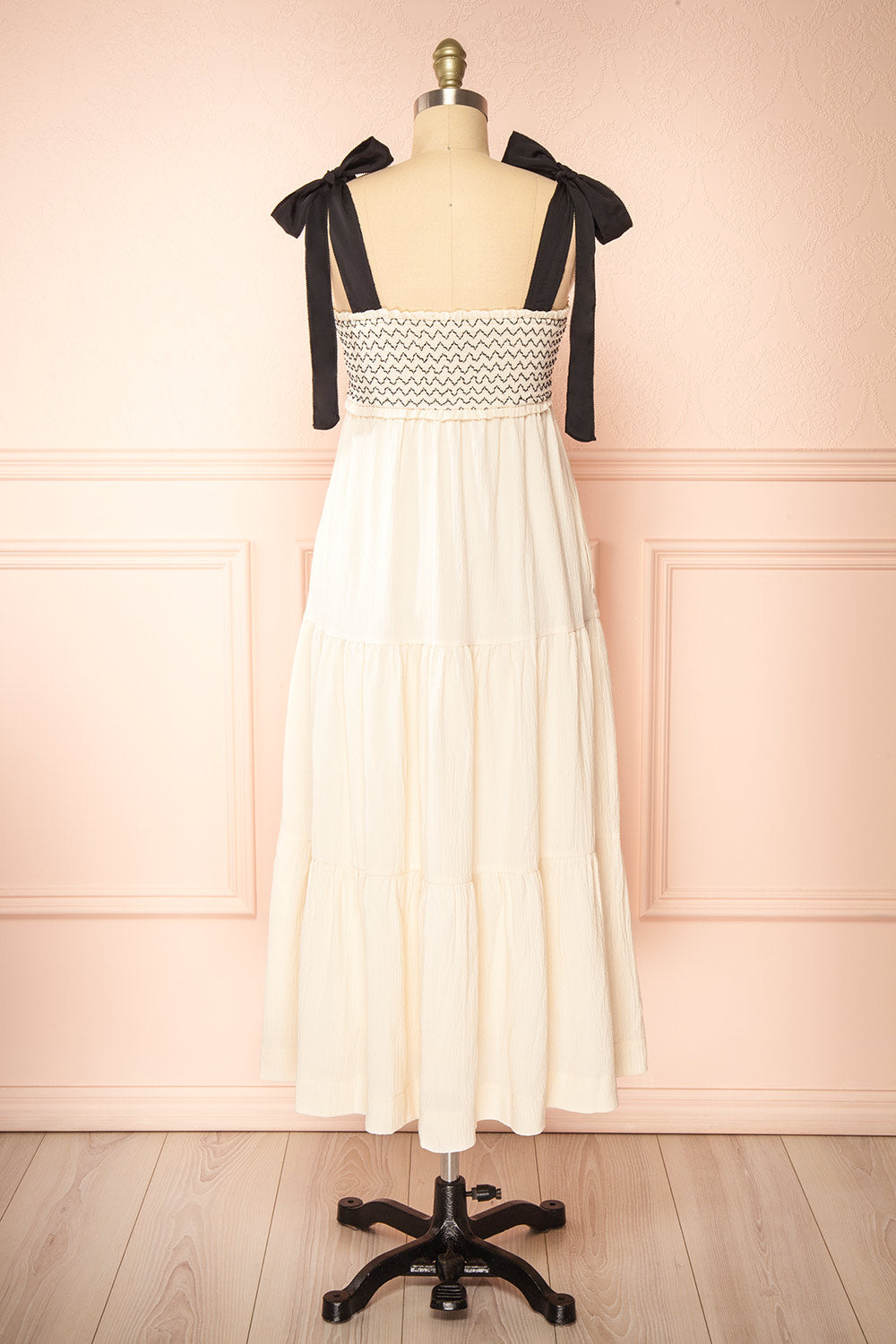 Phedre Long Ivory Dress w/ Ruched Bust | Boutique 1861 back view