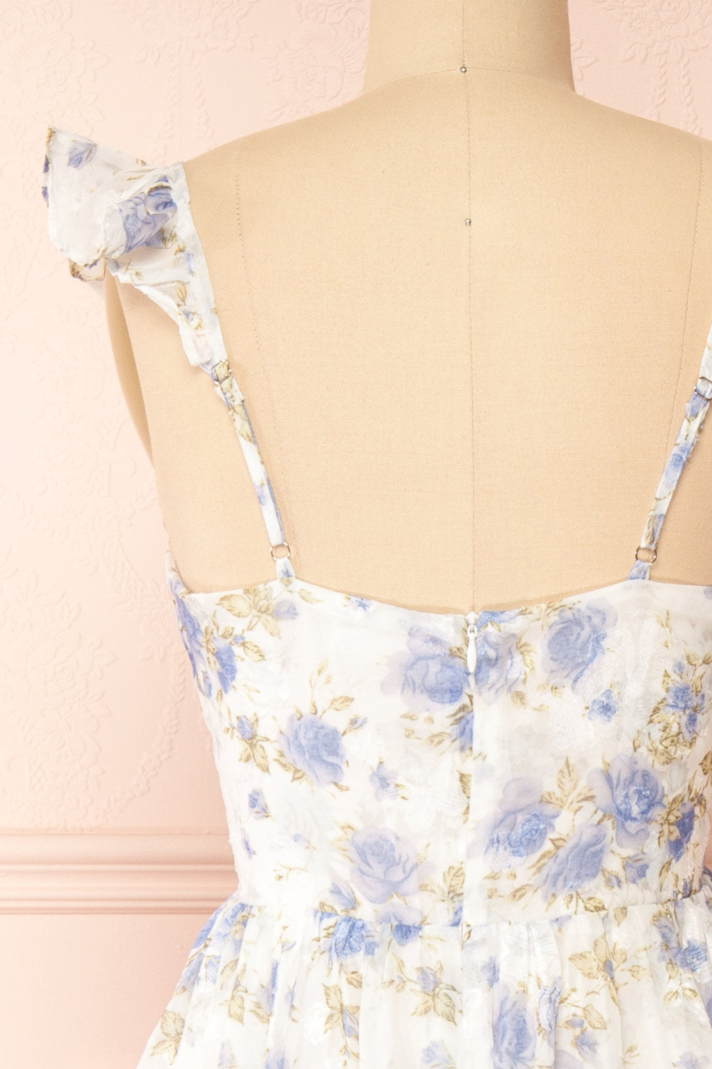Phyllisia Blue Floral Maxi Dress w/ Ruffles | Boutique 1861 back