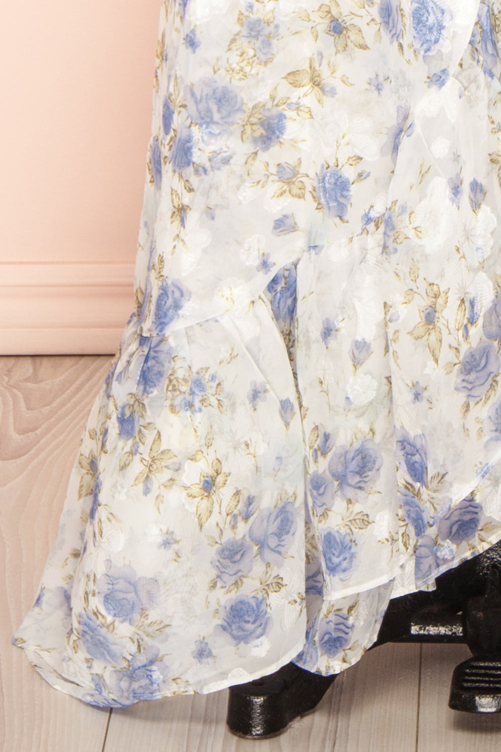 Phyllisia Blue Floral Maxi Dress w/ Ruffles | Boutique 1861 bottom