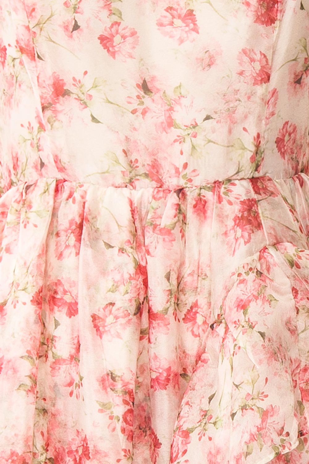 Phyllisia Pink Floral Maxi Dress w/ Ruffles | Boutique 1861 fabric