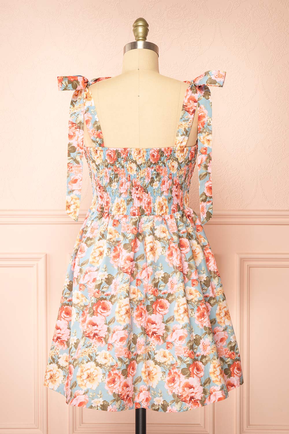 Piknikie Short Floral Dress w/ Sweetheart Neckline | Boutique 1861 back view