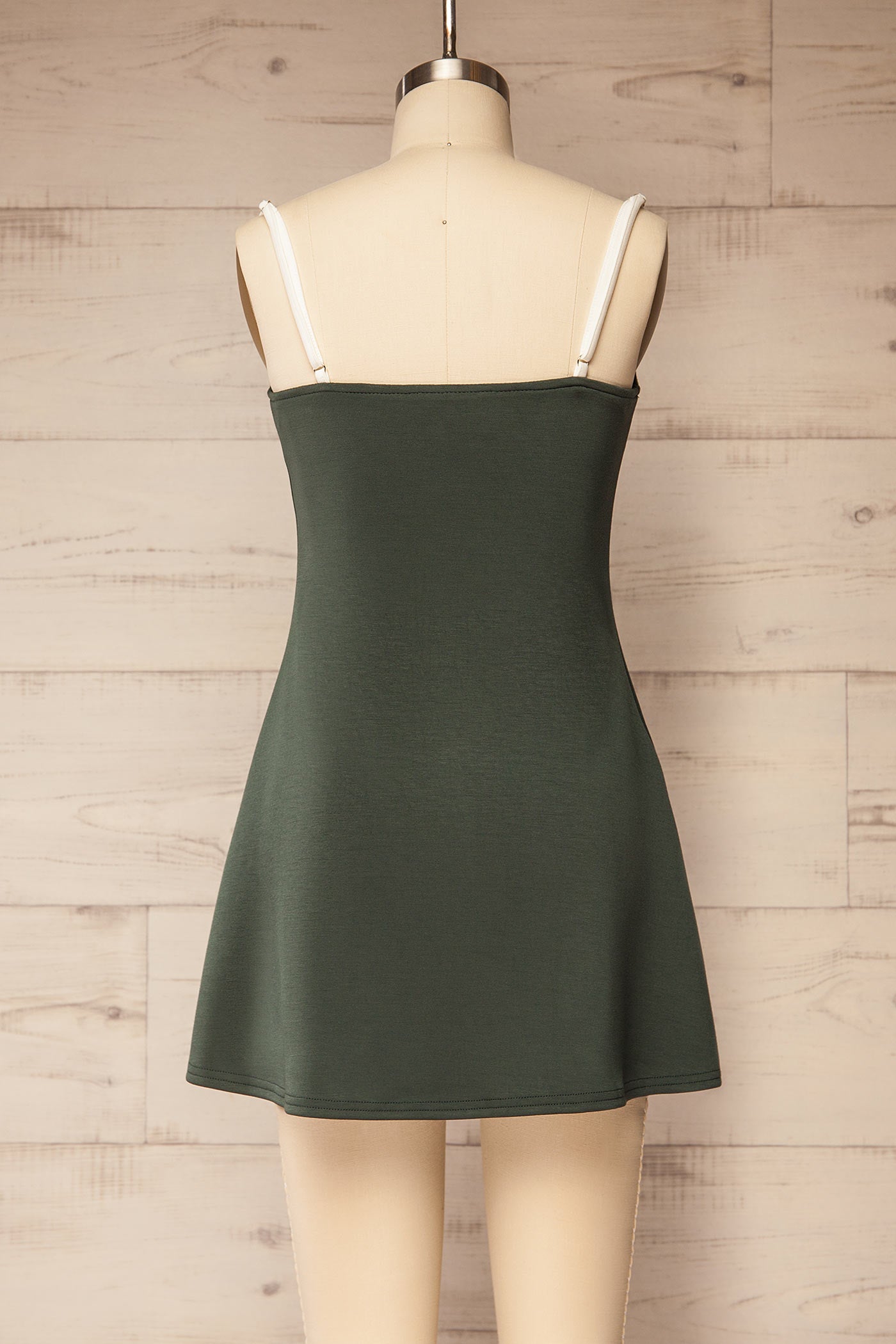back view of Pisang Green Mini Dress with Built in Shorts at La petite garçonne 