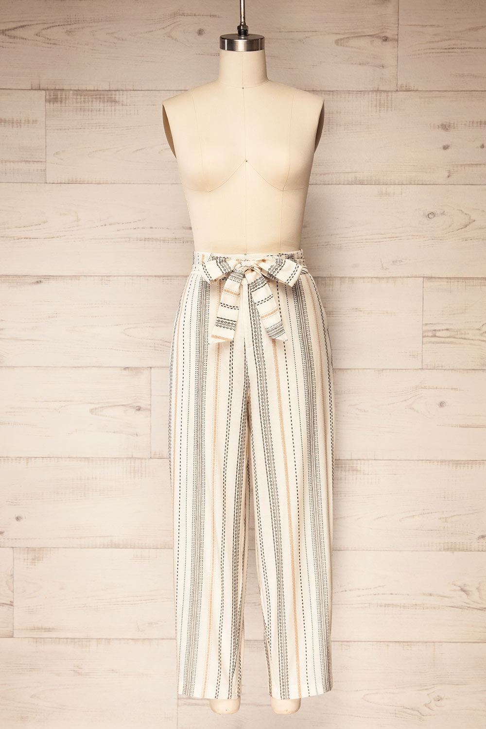Pistoia Striped Cropped Pants with Fabric Belt | La petite garçonne front view