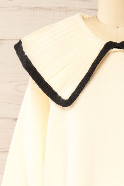 Pithiviers Short Ivory Dress w/ Peter Pan Collar | La petite garçonne front close-up