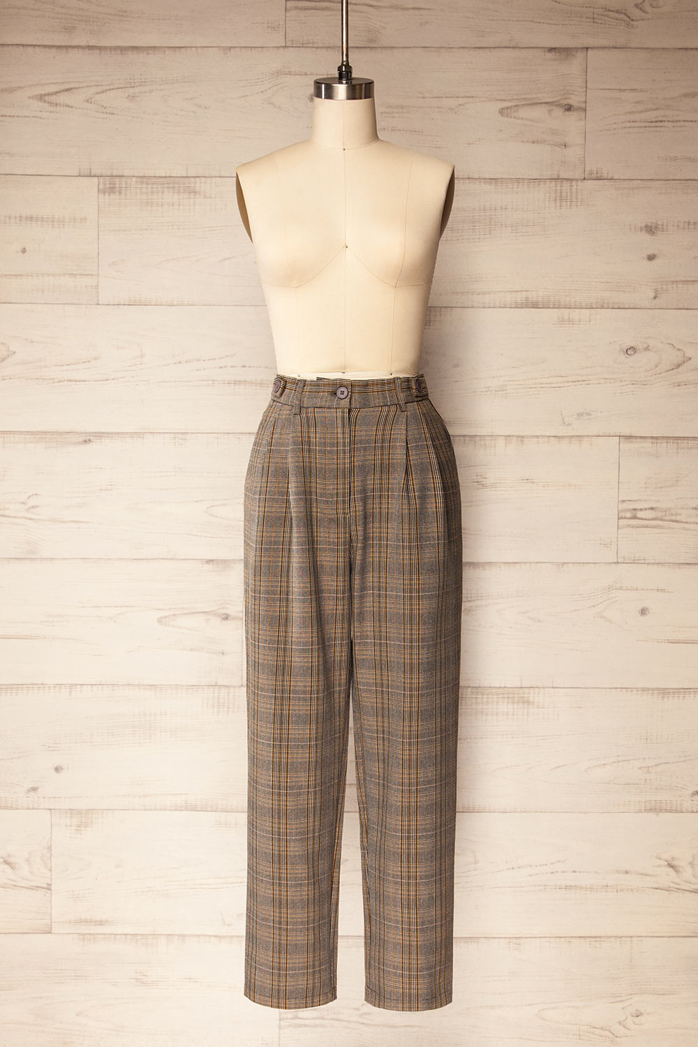 Plano High-Waisted Plaid Pants | La petite garçonne front view