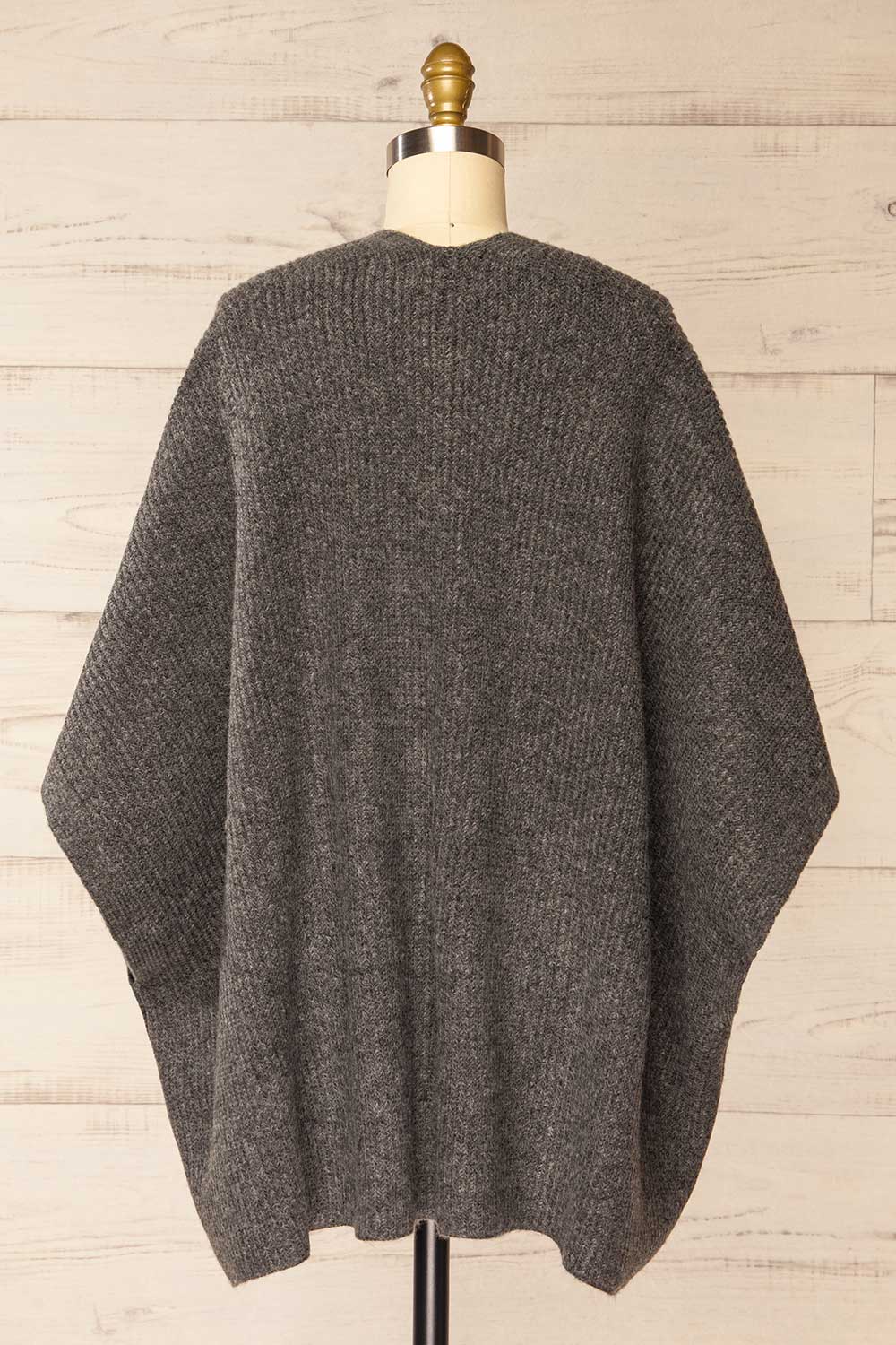 Platon Grey Knitted Poncho w/ Pockets | La petite garçonne back view