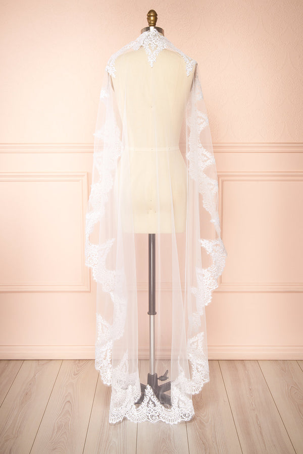 Polaris White Tulle Wedding Veil w/ Lace | Boudoir 1861 large