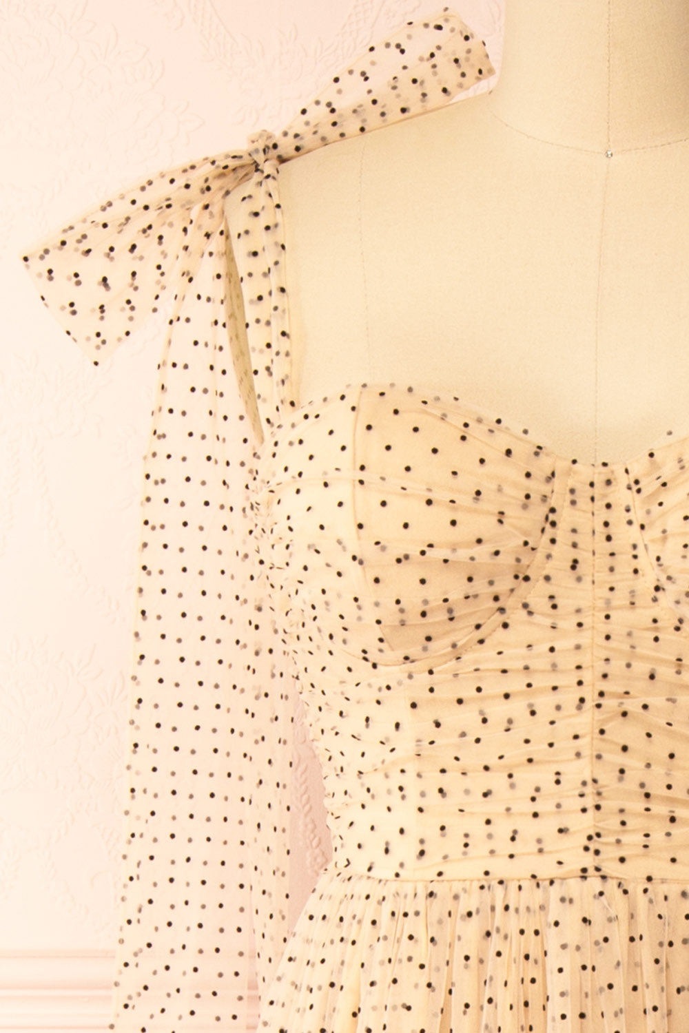 Polkarine Cream Tulle Maxi Dress w/ Polka Dots | Boutique 1861  front