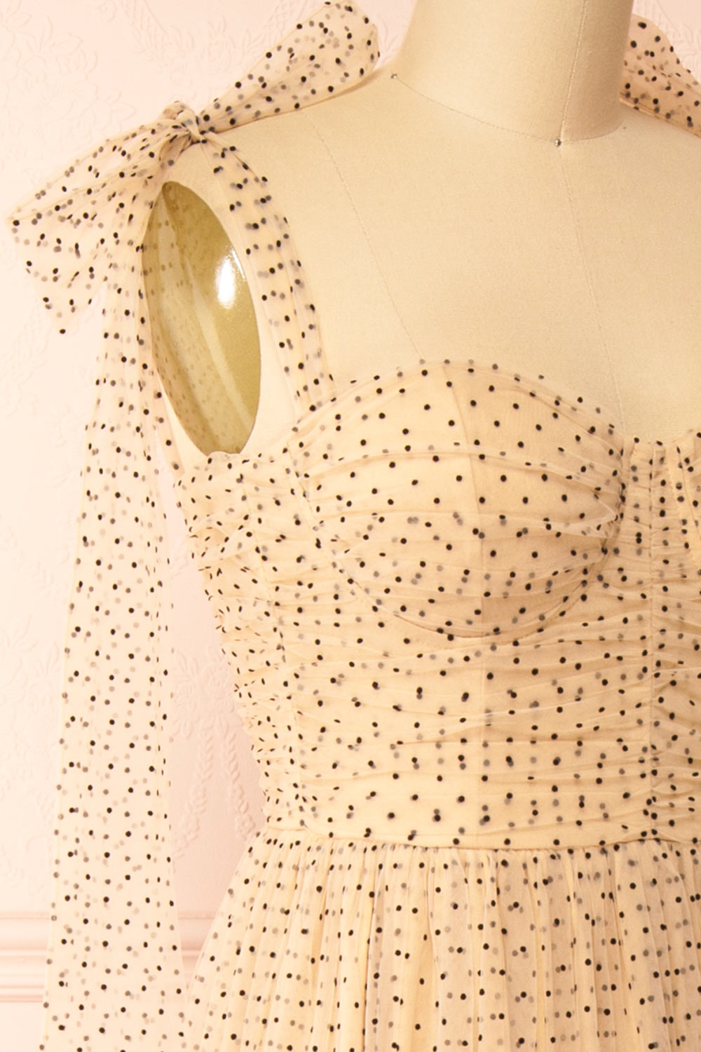 Polkarine Cream Tulle Maxi Dress w/ Polka Dots | Boutique 1861  side