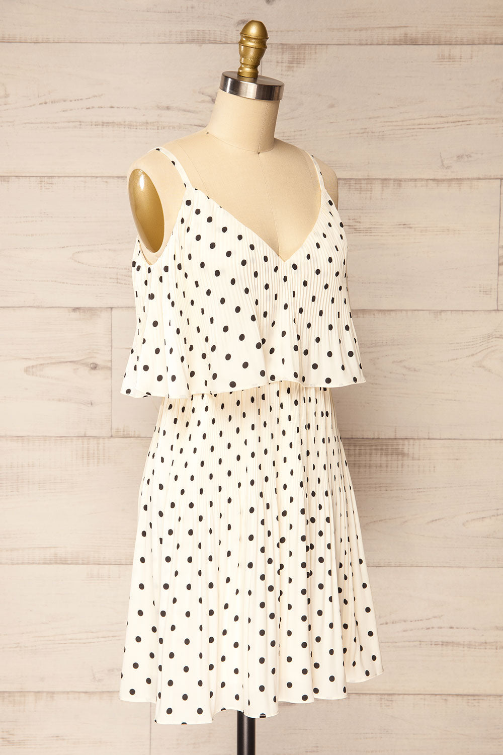 Polperro Short Pleated Polka Dot Dress | La petite garçonne  side view