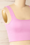 Pompei Pink Padded Ribbed Cami Top | La petite garçonne side close-up